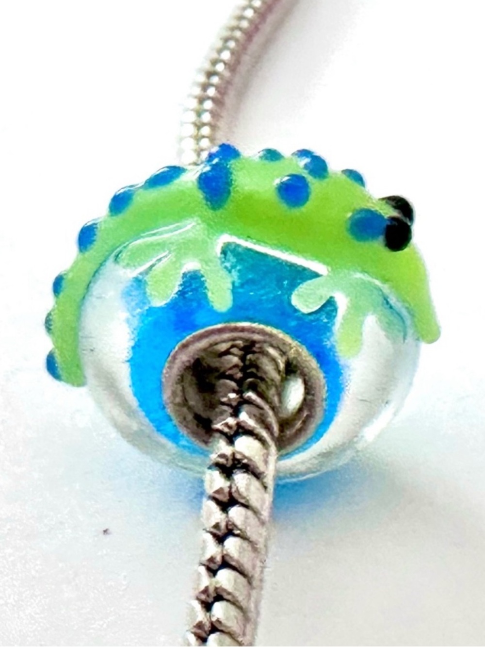 Murano glass lampwork gecko lizard bead Charm for Pandora style
